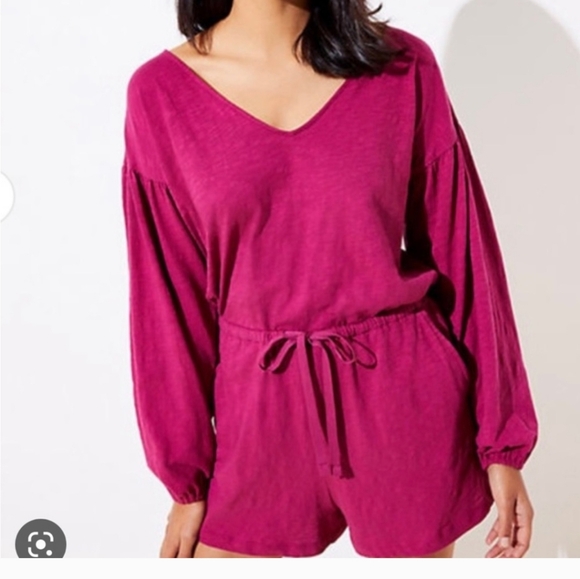 LOFT Berry Long Sleeve Romper - Picture 5 of 5
